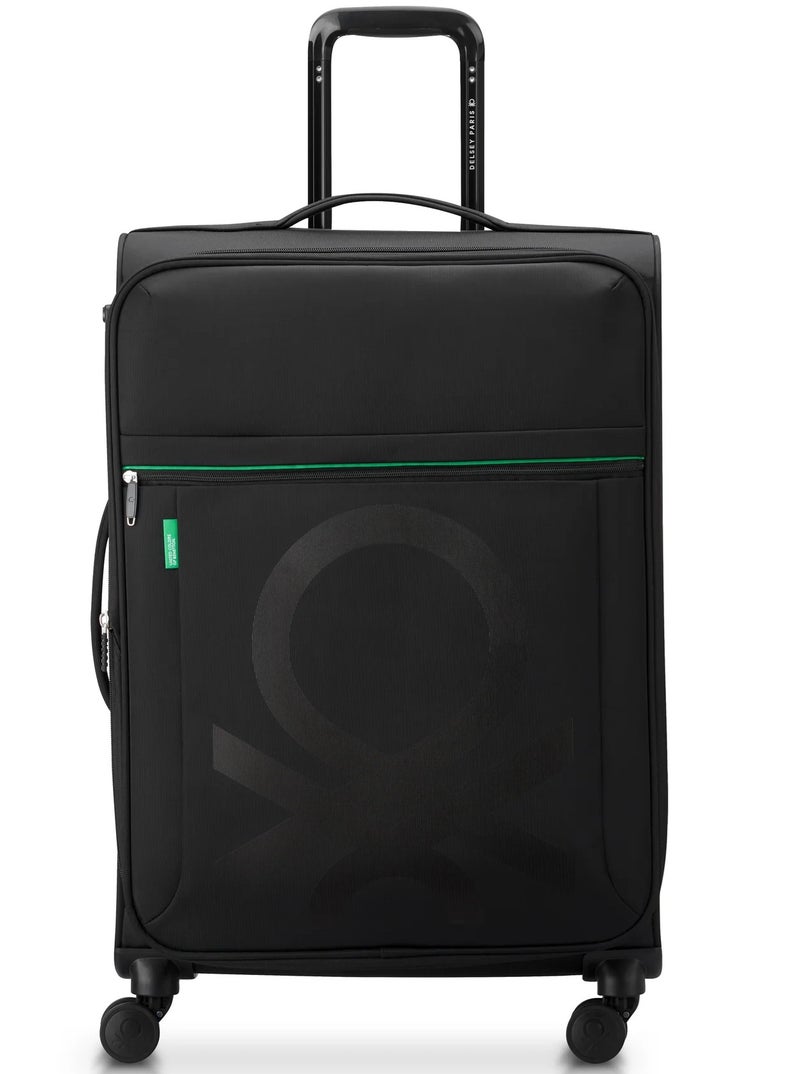 UNITED COLORS OF BENETTON Color Block 69 Cm 4 Double Wheeled Softside Expandable Check-In Luggage Trolley Case - Black - Image 1